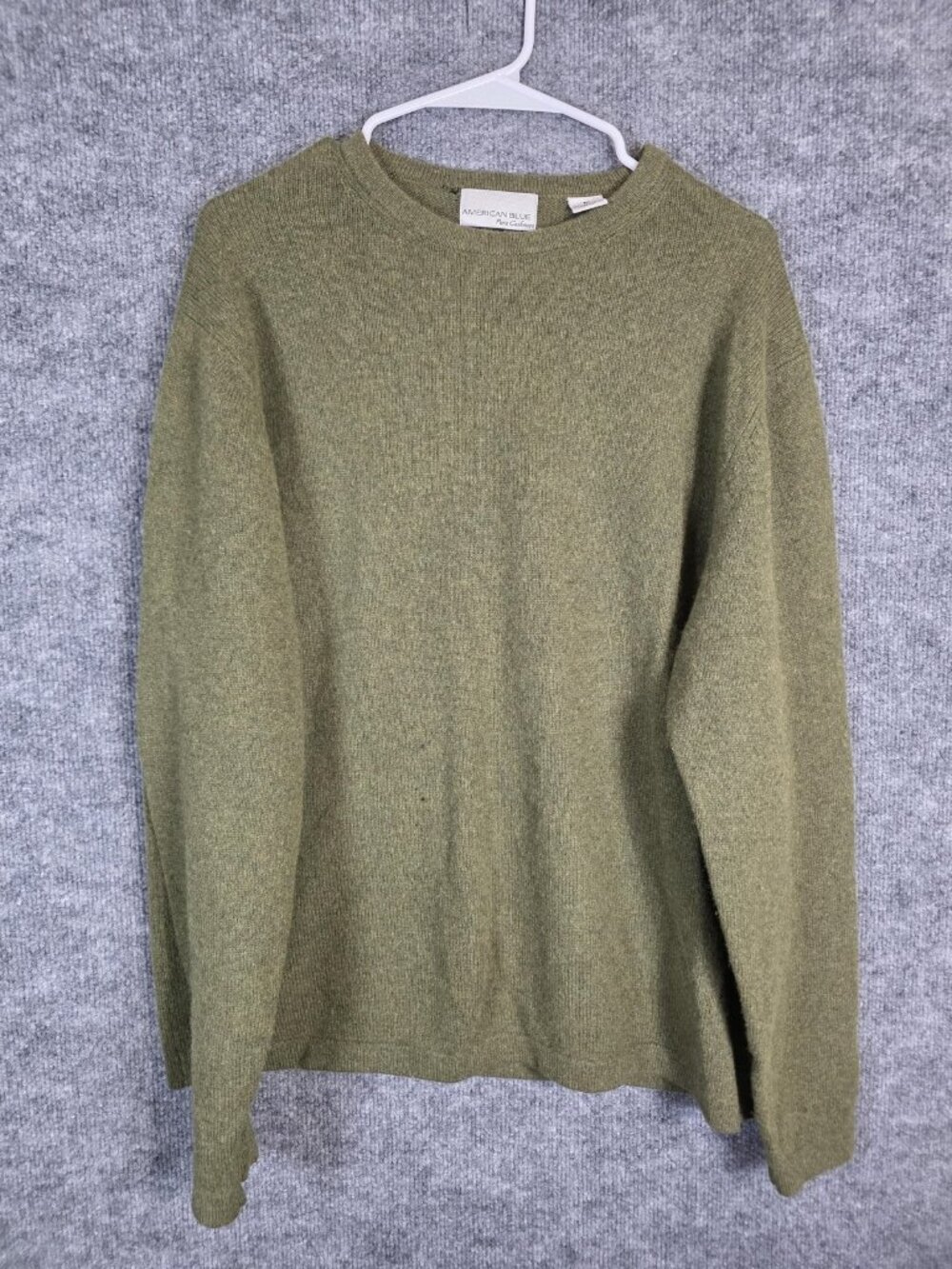 American Blue Sweater Mens Medium Green Cashmere Crewneck Pullover Stains Hole